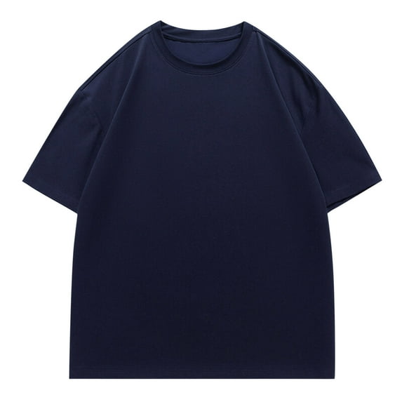 fatyb Men's Oversized Cotton T-Shirts Short Sleeve Crew Neck Basic Tee Solid Color Loose Casual Tops