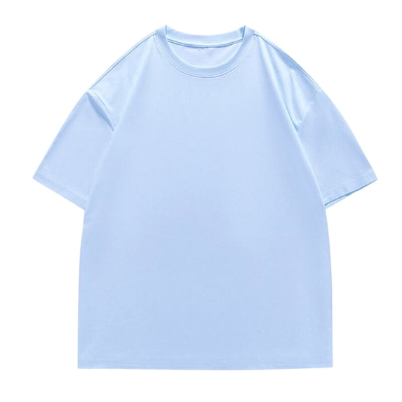 fatyb Men's Oversized Cotton T-Shirts Short Sleeve Crew Neck Basic Tee Solid Color Loose Casual Tops