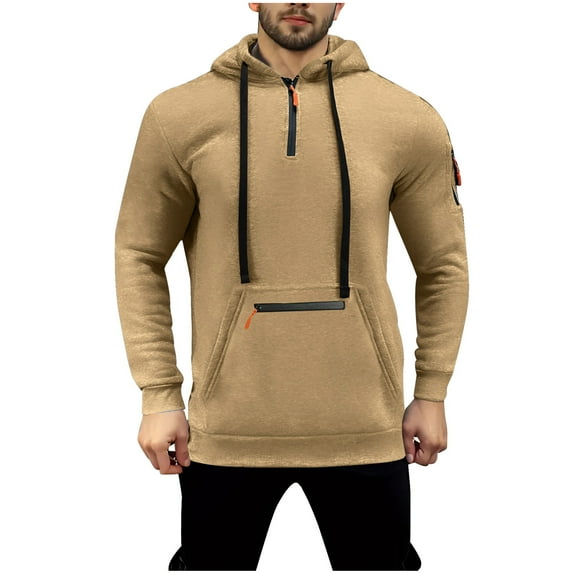 fatyb Men's Quarter Zip Hoodies with Pockets Casual Long Sleeve Drawstring Pullover Hooded Sweatshirts