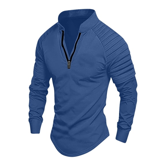 fatyb Men's Quarter Zip Pullover Long Sleeve Mock Neck Athletic Tops Mens Work Golf Shirts Activewear