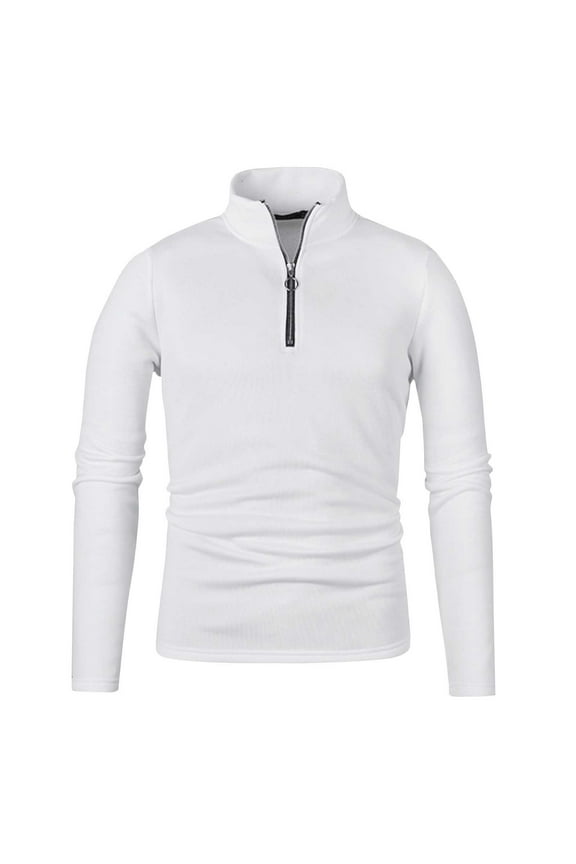 Men's Quarter Zip Pullover Stand Collar Fleece Sweatshirts Warm Long Sleeve Thermal Mens Golf Tops