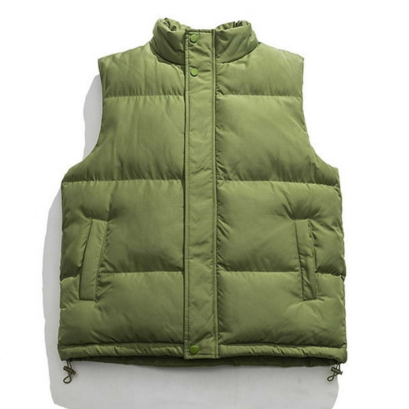 fatyb Men's Quilted Vest Sleeveless Padded Jacket Casual Stand Collar Mens Warm Outerwear with Pockets