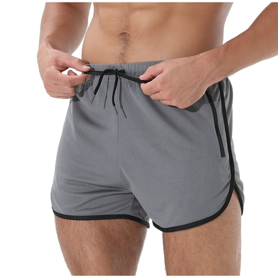 fatyb Men's Running Shorts Mesh Athletic Shorts Breathable Workout Sports Shorts with Zipper Pockets