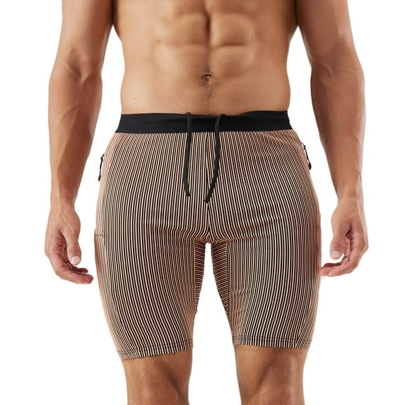 fatyb Men's Running Shorts Tights Comfortable Stretch Shorts Mens Athletic Shorts with Zipper Pockets