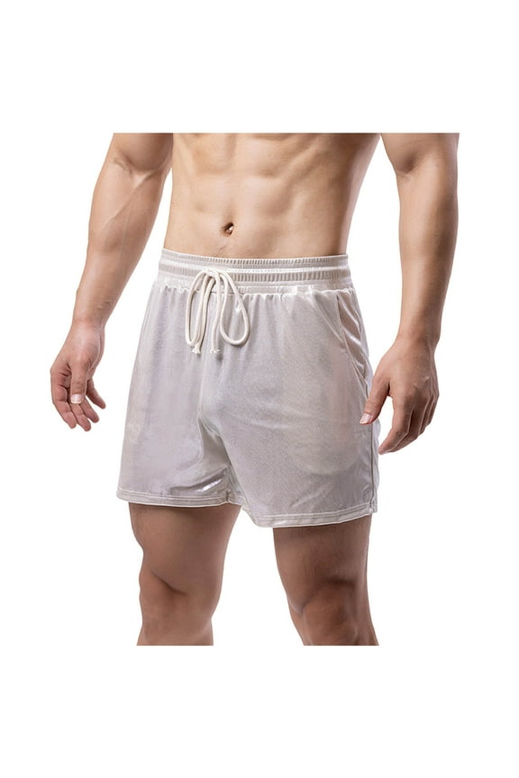 Men's Shiny Shorts Elastic Waist Party Drawstring Clubwear Mens Sparkly Dance Shorts with Pockets