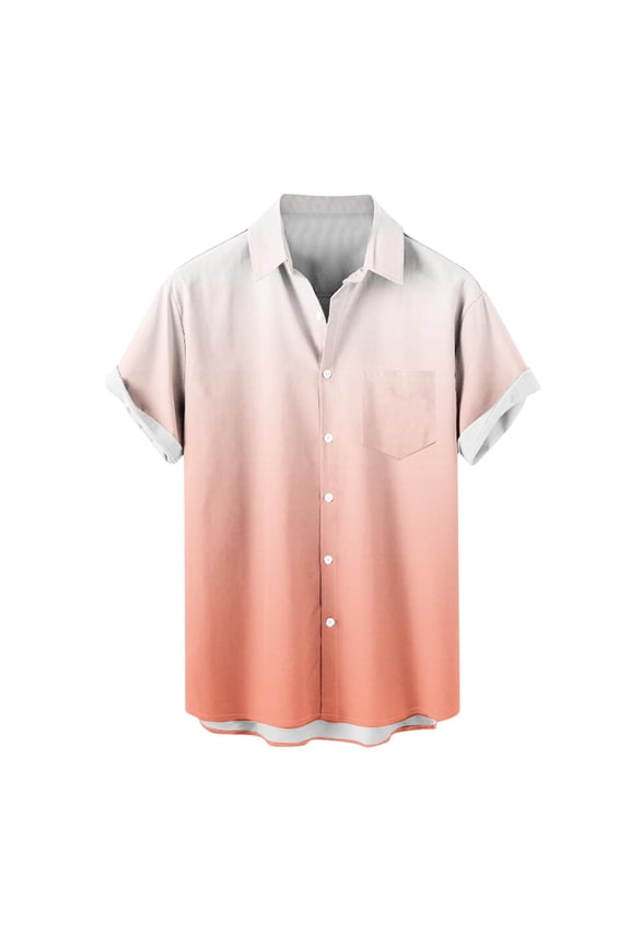 Men's Short Sleeve Button down Shirts Gradient Casual Beach Shirts Lightweight Summer Vacation Tops
