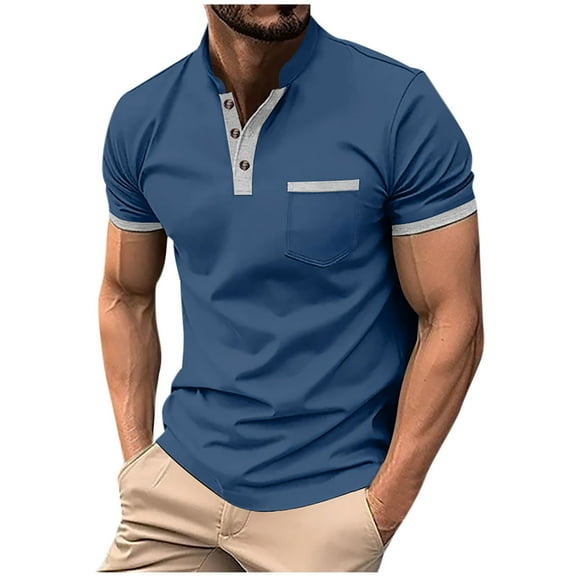 fatyb Men's Short Sleeve Casual Shirts Pullover Button T Shirts for Men Casual Comfy Summer Tops