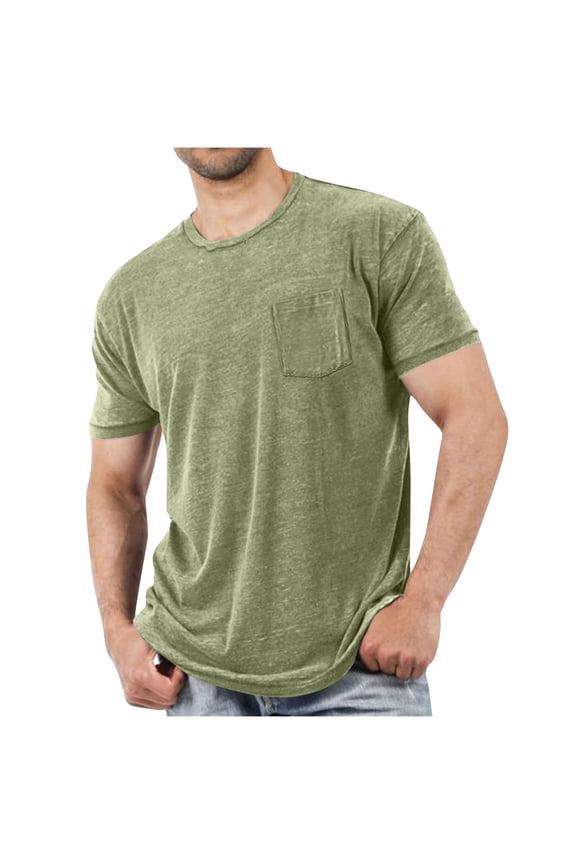Men's Short Sleeve Crew Neck T-Shirts Casual Solid Color Tshirts Breathable Mens Summer Basic Tees