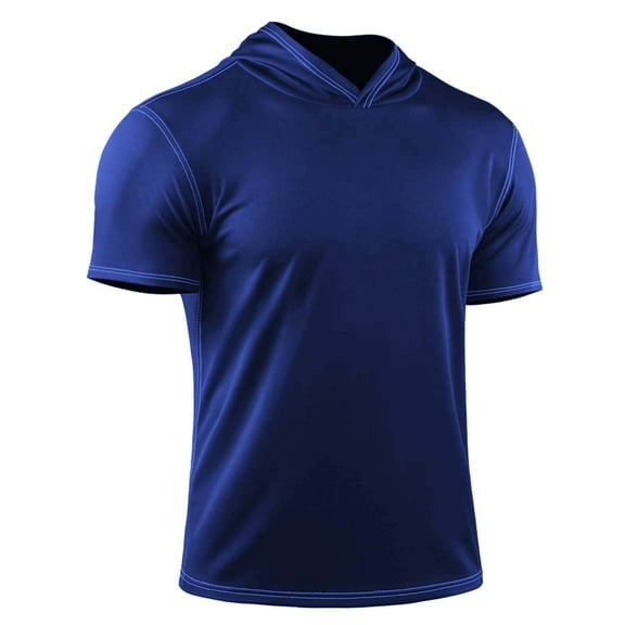 fatyb Men's Short Sleeve Hoodie Athletic Workout Hooded T Shirts Breathable Summer Running Muscle Tees