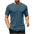 thumbnail image 1 of fatyb Men's Short Sleeve Ribbed T-Shirts Button Round Neck Muscle Shirts Summer Casual Basic Tee Tops, 1 of 7