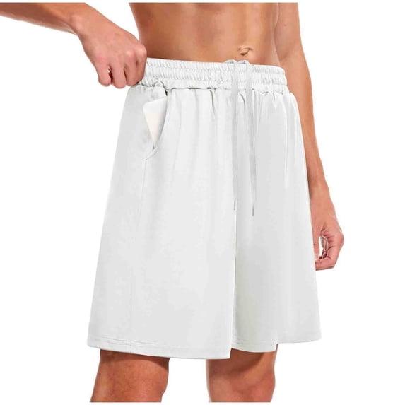 fatyb Men's Shorts Casual Summer Elastic Waist Beach Shorts Wide Leg Loose Drawstring Shorts for Men
