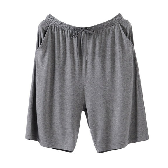 fatyb Men's Sleep Shorts Thin Solid Color Loungewear Pjs Shorts Comfortable Mens Pocket Pajama Bottoms