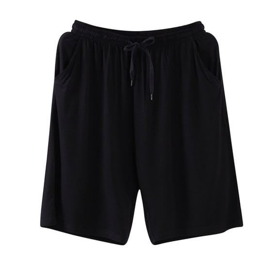 fatyb Men's Sleep Shorts Thin Solid Color Loungewear Pjs Shorts Comfortable Mens Pocket Pajama Bottoms