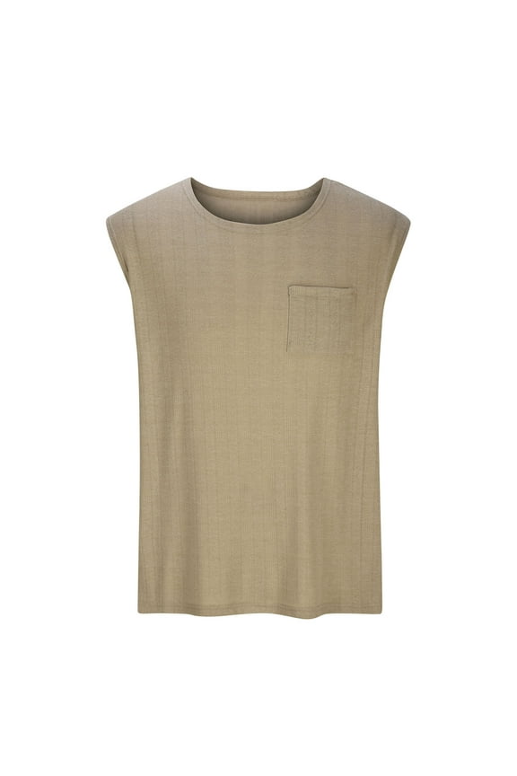 Men's Sleeveless Tank Tops with Pocket Casual Crew Neck Workout Bodybuilding Muscle Tee Shirts