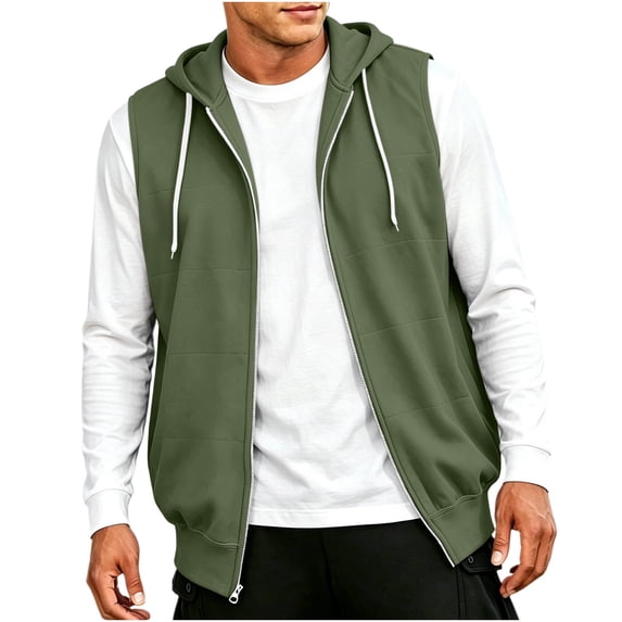 fatyb Men's Sleeveless Zip up Hoodies Casual Hooded Sweatshirt Drawstring Workout Jacket with Pockets