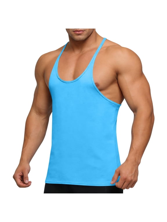 Men's Stringer Bodybuilding Tank Tops Racerback Gym Workout Training Running Muscle Tee Shirts