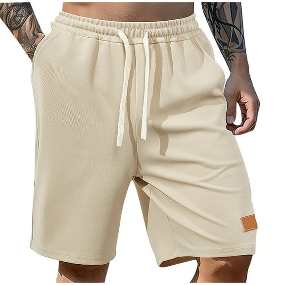 fatyb Men's Summer Shorts Elastic Waist Breathable Casual Shorts Mens Drawstring Shorts with Pockets