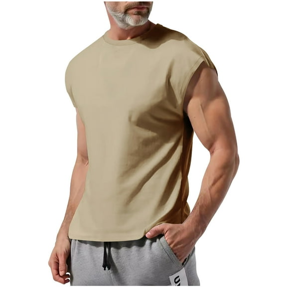 fatyb Men's Summer Tank Tops Casual Cap Sleeve Crewneck Muscle Tees Shirts Workout Athletic T-Shirts