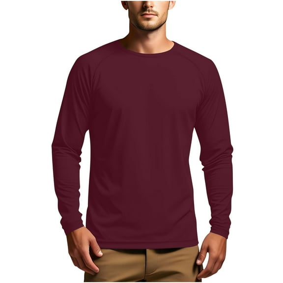 fatyb Men's Sun Protection Tops Crew Neck Long Sleeve Tee Shirts Mens Lightweight Outdoor Sun Shirts