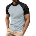 thumbnail image 1 of fatyb Men's T Shirts Round Neck Short Sleeve Casual Tshirts Color Block Summer Fashion Pullover Tees, 1 of 6