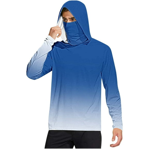 fatyb Men's UPF 50 Sun Shirts Long Sleeve Hoodies with Face Cover Mens Lightweight Sun Protection Tops