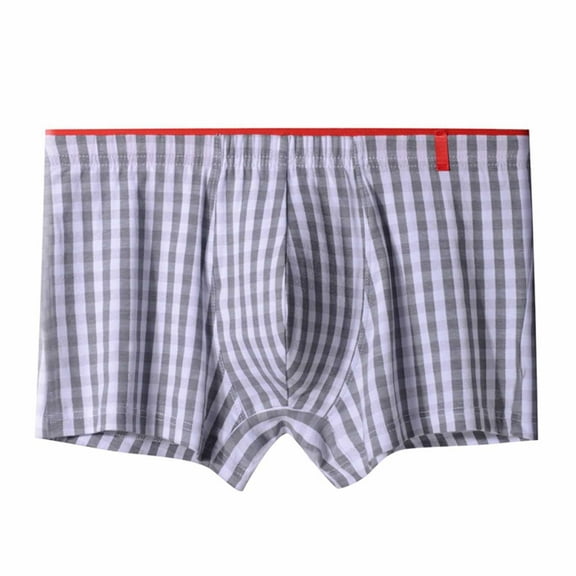 fatyb Men's Underwear Boxers Plaid Breathable Cotton Boxer Comfortable Sleep Briefs for Men 1-3 Pack