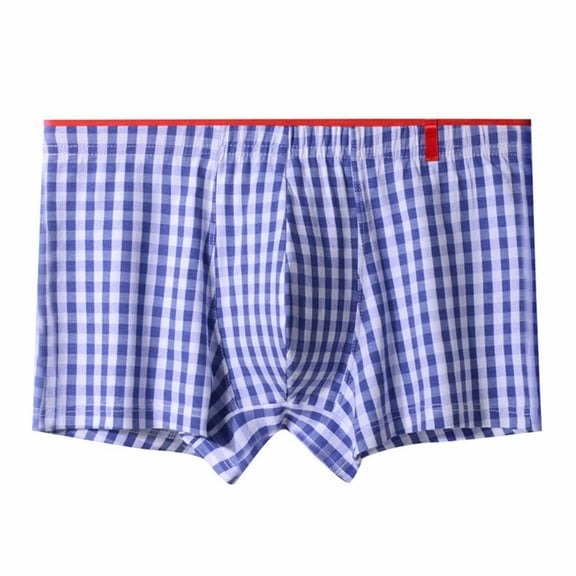 fatyb Men's Underwear Boxers Plaid Breathable Cotton Boxer Comfortable Sleep Briefs for Men 1-3 Pack