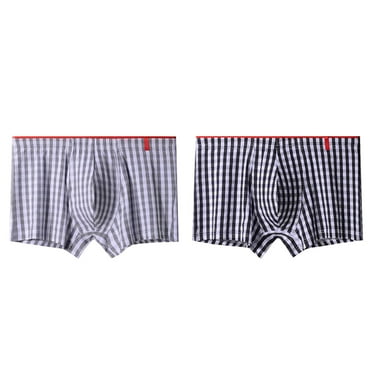 fatyb Men's Underwear Boxers Plaid Breathable Cotton Boxer Comfortable Sleep Briefs for Men 1-3 Pack