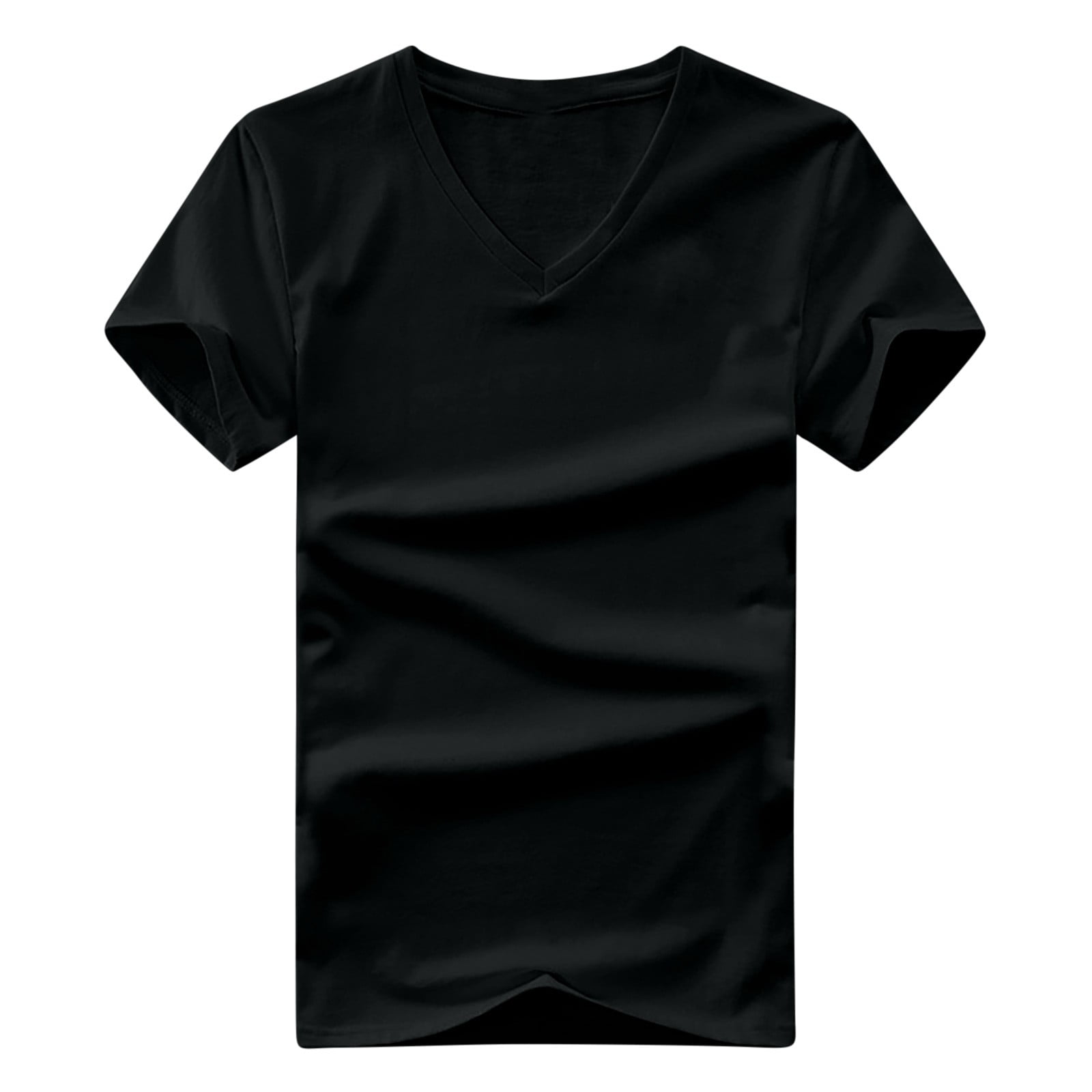 fatyb Men's V Neck T-Shirts Short Sleeve Cotton Casual Tshirts ...