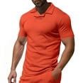 thumbnail image 1 of fatyb Men's V Neck T Shirts with Collar Casual Short Sleeve Breathable Tops Solid Color Muscle Tee Shirts, 1 of 6