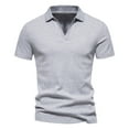 thumbnail image 1 of fatyb Men's V Neck T Shirts with Collar Short Sleeve Cotton Shirts Casual Solid Color Summer Soft Tee, 1 of 7