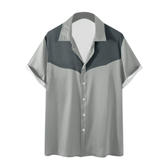 fatyb Men's Vintage Shirts Button down Short Sleeve Retro Shirts Casual Print Summer Loose Mens Shirts