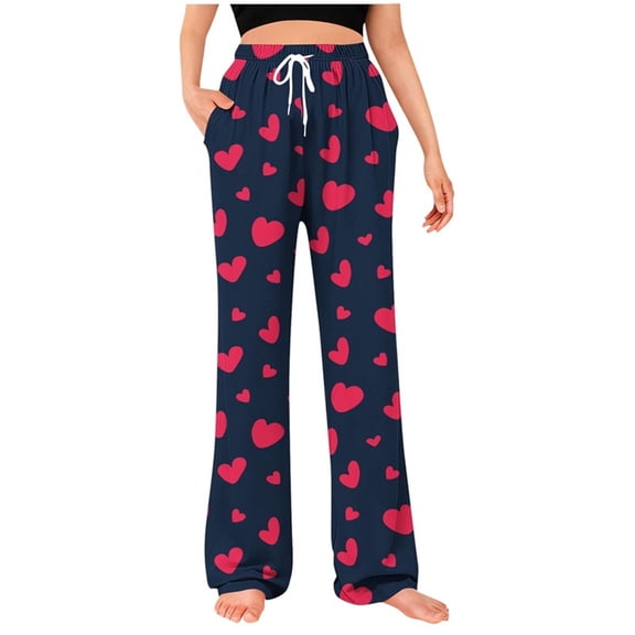 fatyb Men's Women's Valentines Pajama Pants Elastic Waist Drawstring Sleepwear Pjs Bottoms with Pockets