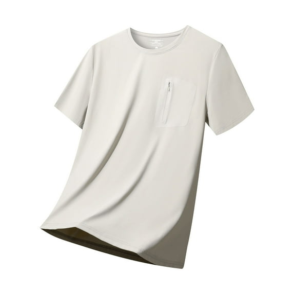 fatyb Men's Workout Shirts with Zipper Pocket Lightweight Athletic T-Shirts (Available in Big & Tall)