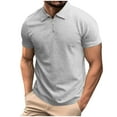 thumbnail image 1 of fatyb Men's Zipper Shirts Summer Short Sleeve Casual T-Shirts Solid Color Collar Tees Shirts for Men, 1 of 6