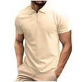 thumbnail image 1 of fatyb Men's Zipper Shirts Summer Short Sleeve Casual T-Shirts Solid Color Collar Tees Shirts for Men, 1 of 6