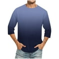 thumbnail image 1 of fatyb Mens 3/4 Sleeve Shirts Casual Crewneck Gradient Tshirts Summer Loose Lightweight Blouses for Men, 1 of 5