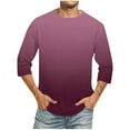 thumbnail image 1 of fatyb Mens 3/4 Sleeve Shirts Casual Crewneck Gradient Tshirts Summer Loose Lightweight Blouses for Men, 1 of 5