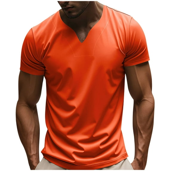 fatyb Mens Athletic T-Shirts Muscle V Neck Bodybuilding Shirts Short Sleeve Workout Tee Running Tops