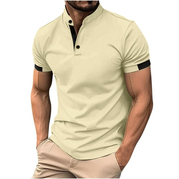 fatyb Mens Casual Shirts Button Short Sleeve Muscle T-Shirts Summer Pullover Lightweight Tees Tops