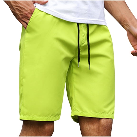 fatyb Mens Casual Shorts Elastic Waist Straight Leg Shorts Drawstring Lightweight Summer Beach Shorts