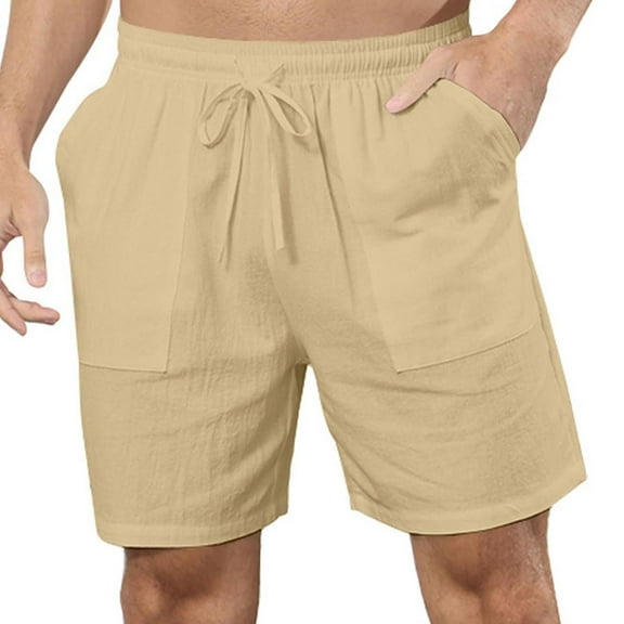 fatyb Mens Casual Shorts Lightweight Summer Beach Shorts Drawstring Plain Vacation Shorts with Pockets