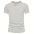 thumbnail image 1 of fatyb Mens Casual T-Shirts Summer Button V Neck Tee Pullover Solid Color Vacation Beach Tops with Pocket, 1 of 7