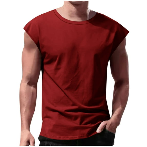 fatyb Mens Casual Tank Tops Cap Sleeve Lightweight Muscle Tee Crew Neck Summer Beach Vacation Shirts