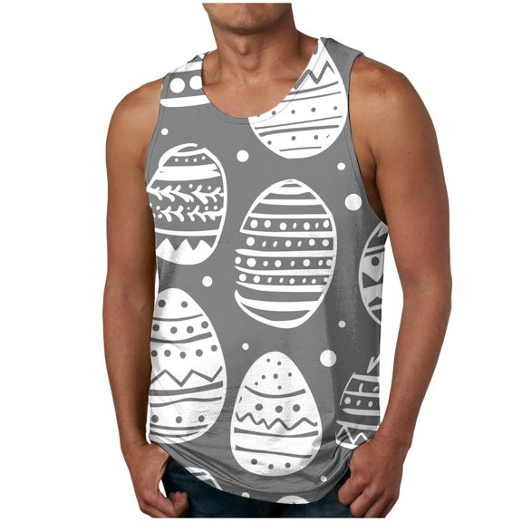 fatyb Mens Casual Tank Tops Easter Printed Sleeveless Tees Loose Summer Graphic Muscle Shirts for Men