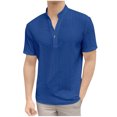 thumbnail image 1 of fatyb Mens Casual Tshirts Stand Collar V Neck Eyelet Embroidery Shirts Lightweight Summer Beach Tops, 1 of 5