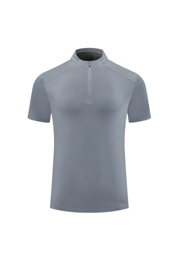 Mens Cycling T-Shirts Zip up Short Sleeve Stretch Bike Shirts Breathable Athletic Workout Tops