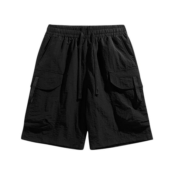 fatyb Mens Elastic Waist Cargo Shorts Summer Casual Shorts Lightweight Outdoor Work Shorts for Hiking