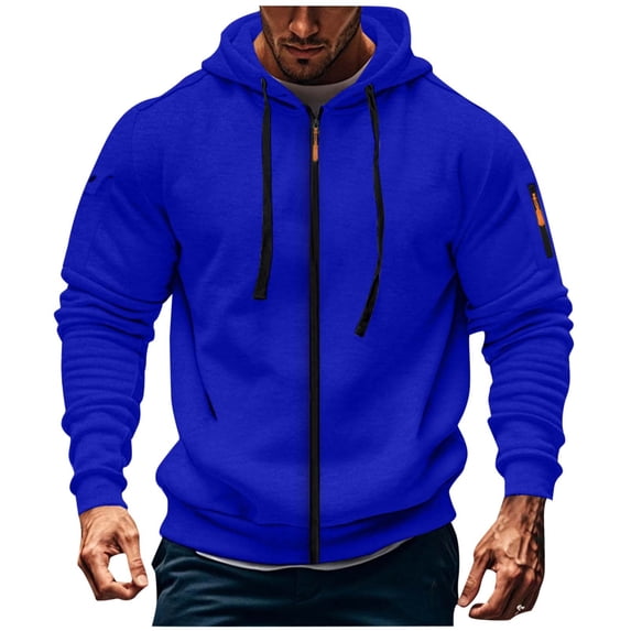 fatyb Mens Full Zip Hoodies Casual Long Sleeve Hooded Jacket Drawstring Workout Sweatshirts with Pockets