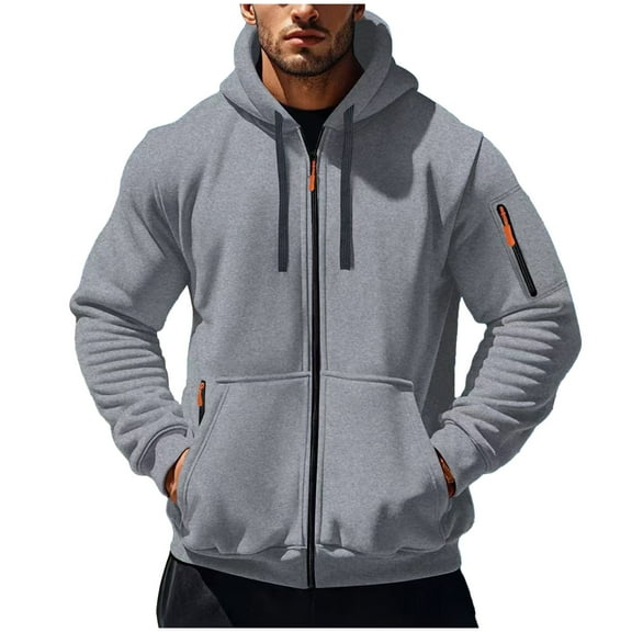 fatyb Mens Full Zip Hoodies with Pockets Long Sleeve Casual Sweatshirt Drawstring Hooded Jacket for Men